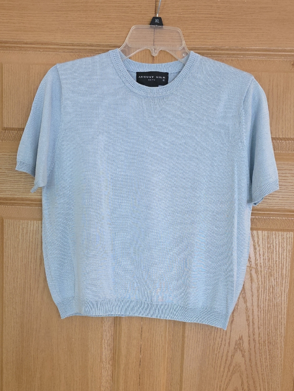 august silk Light Blue Crewneck Short Sleeve Knit Sz L